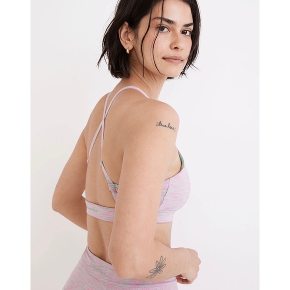 NWT Outdoor Voices Flow Watermelon Sugar Strappy FreeForm Pink Green Sports Bra - Picture 2 of 11